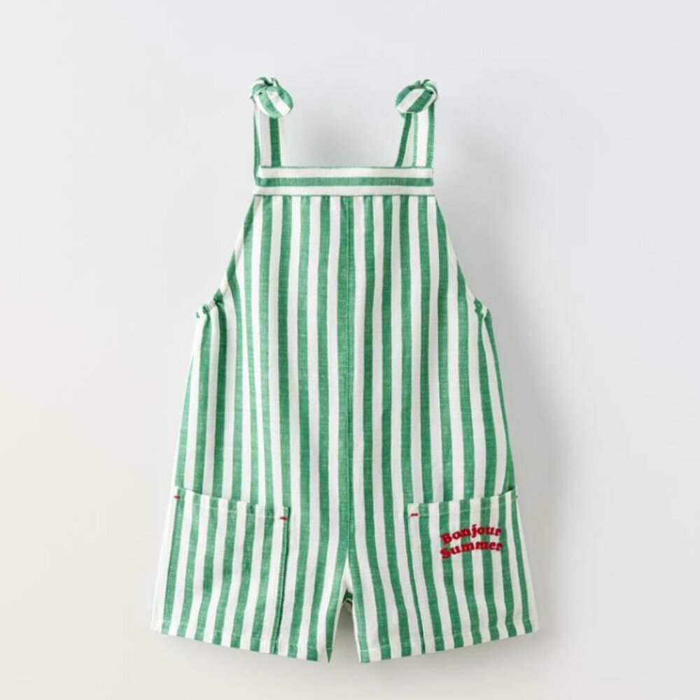 Zara  - Embroidered Stripe Jumpsuit and Sleeveless top